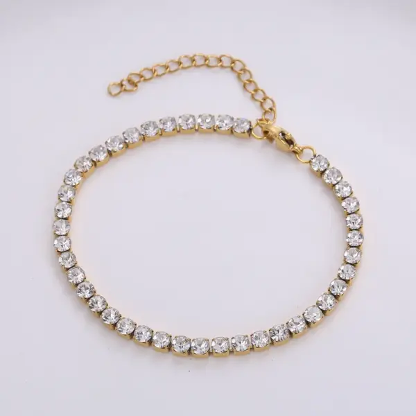 Wholesale Simple Style Geometric 304 Stainless Steel 18K Gold Plated Zircon Stainless Steel Bracelets In Bulk
