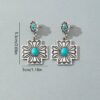 Wholesale Cross-border European and American AliExpress new retro western wind turquoise oval earrings personality exaggerated earrings