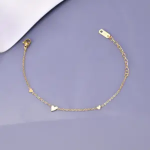 Wholesale 304 Stainless Steel Heart Shape Ion Plating (IP) 18K Real Gold Plated Cute Waterproof Non Tarnish Bracelets