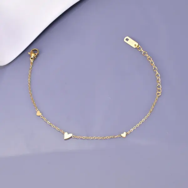 Wholesale 304 Stainless Steel Heart Shape Ion Plating (IP) 18K Real Gold Plated Cute Waterproof Non Tarnish Bracelets