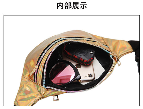 Wholesale New Cross-border Women's Fashion Laser Waist Bag Outdoor Sports PU Chest Bag Customized Multifunctional Shoulder Bag Sequin Bag