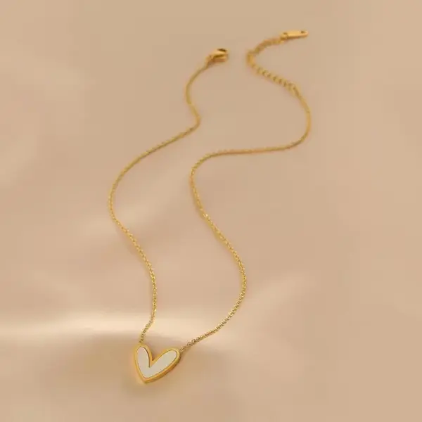 oly-d7ee49803256b6dd9267e75f2a724e55 Wholesale Jewelry Fashion Heart Shape 304 Stainless Steel Acrylic 18K Gold Plated Plating Stainless Steel Jewelry Sets