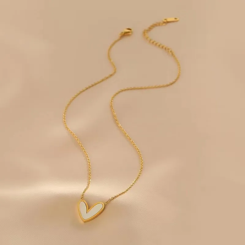 Wholesale Jewelry Fashion Heart Shape 304 Stainless Steel Acrylic 18K Gold Plated Plating Stainless Steel Jewelry Sets