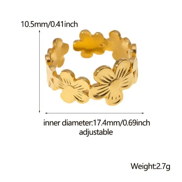 Wholesale Jewelry Sweet Flower 304 Stainless Steel 18K Gold Plated Plating Stainless Steel Rings