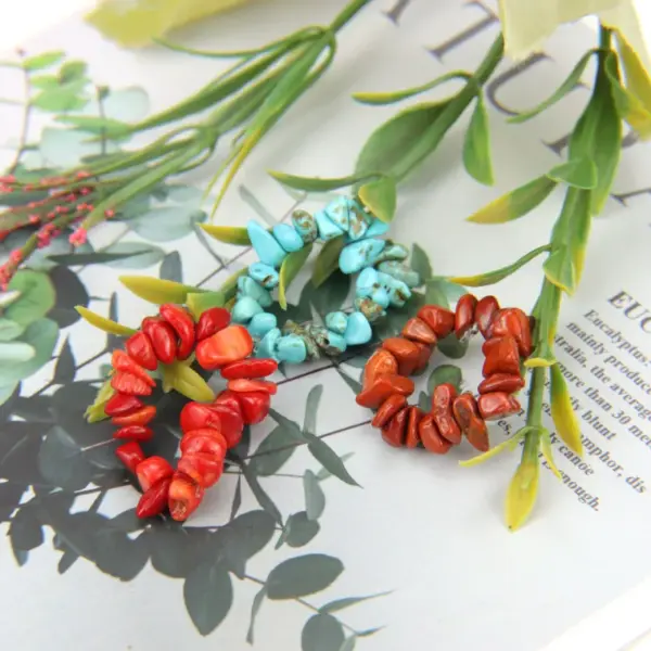 Women'S Metal Beaded Healing Geometric Natural Stone Rings Healing Crystals Jewelry