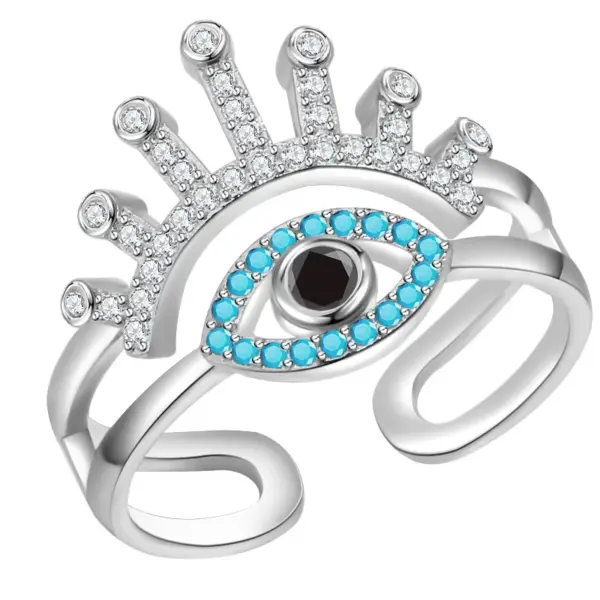 1 Piece Lady Devil's Eye Copper Plating Artificial Gemstones Open Ring