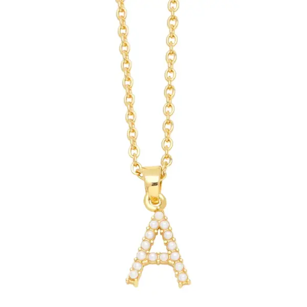 Wholesale Simple Style Letter Copper Inlay Anti-pearl Necklace