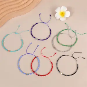 Wholesale Simple Style Geometric Natural Stone Knitting Drawstring Bracelets