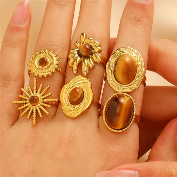 Wholesale 304 Stainless Steel Geometric Starfish Heart Shape Long-Lasting Plated Ion Plating (IP) K Gold Plated IG Style Shiny Waterproof Non Tarnish Surgical Steel Plating Open Rings