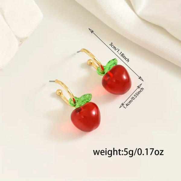 Wholesale Cross Border Hot Red Apple Resin Earrings Cute Sweet Fashion Small Elegant Earrings