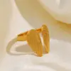 Wholesale PVD Coated 18K Gold Plated Wings 304 Stainless Steel Modern Style Streetwear Waterproof Non Tarnish Open Rings