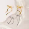 Wholesale 304 Stainless Steel Bow Knot Electroplating Golden Plated Elegant Sweet Waterproof Non Tarnish Gold Silver Ear Studs