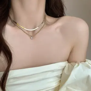Wholesale Fashion Geometric Titanium Steel Inlay Zircon Necklace 1 Piece