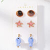 oly-d81213b54c86a6f945ee3dec980e693d Wholesale 3 pairs of shell and starfish ceramic fish earrings set