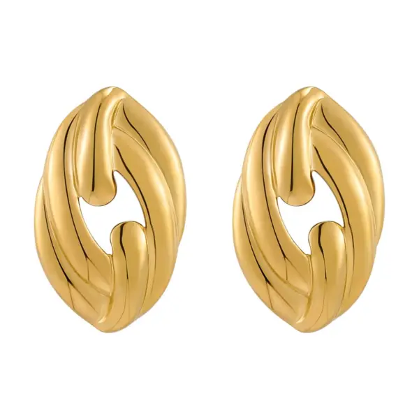 Wholesale 304 Stainless Steel Irregular Bow Knot Shell PVD Coated 18K Gold Plated Elegant Ear Studs