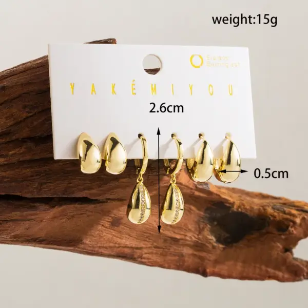 1 Set Yakemiyou Vintage Style U Shape Geometric Plating Inlay Copper Zircon Drop Earrings