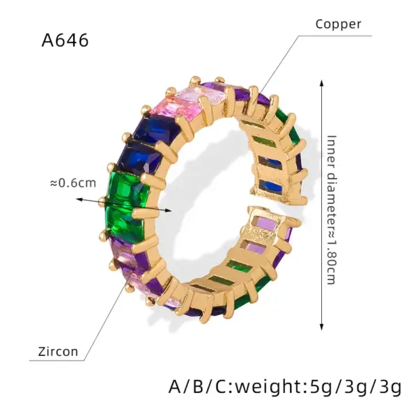 Wholesale Elegant Glam Luxurious Solid Color Copper Plating Inlay Zircon 18k Gold Plated Open Rings