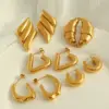 304 Stainless Steel Triangle Croissant Rhombus PVD Coated 18K Real Gold Plated 18K Gold Elegant Vintage Style Waterproof Non Tarnish Pleated Gold Silver Ear Studs
