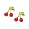 Wholesale 1 Pair IG Style Cherry Enamel Inlay Copper Zircon Ear Studs