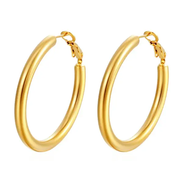 Wholesale 201 Stainless Steel Solid Color Electroplated 18K Real Gold Plated Casual Simple Style Waterproof Non Tarnish Earrings