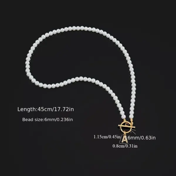 Wholesale 304 Stainless Steel Artificial Pearl Copper Letter Pendant Necklace