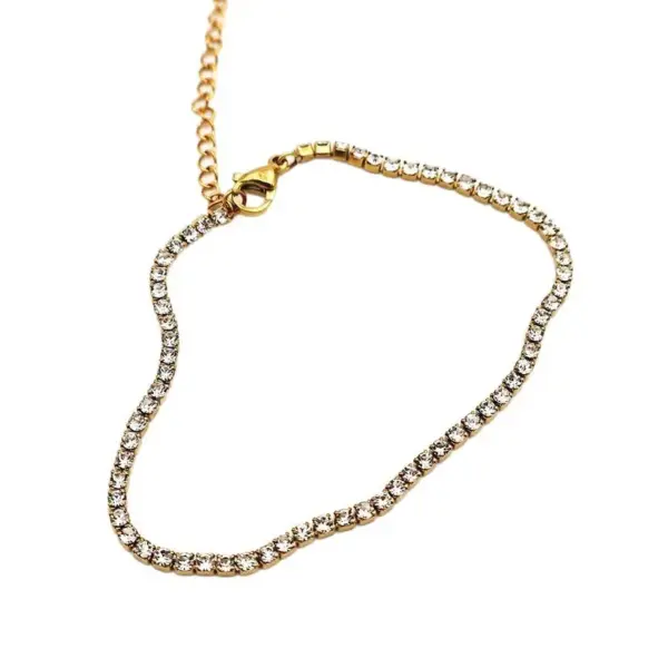 Wholesale 201 Stainless Steel Grid PVD Coated Artificial Rhinestones 18K Gold Plated Retro Classic Style Waterproof Non Tarnish Polishing Plating Tennis Chain Gold Jewelry Set