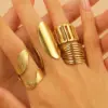 Wholesale 18K Gold Stainless Steel Ring Women's High-End Color Block Waterdrop Geometric Ring Fashionable Durable Jewelry Accessory