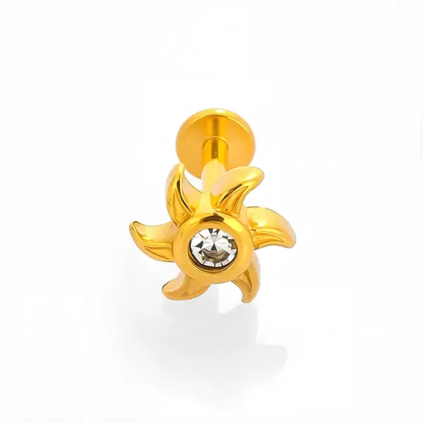 Wholesale 1 Piece Lip Rings Casual Nordic Style Simple Style Animal Gesture Butterfly 316L Stainless Steel Waterproof Non Tarnish Surgical Steel Zircon Ion Plating (IP) 18K Gold Plated Lip Rings Ear Cartilage Rings & Studs Nose Rings & Studs