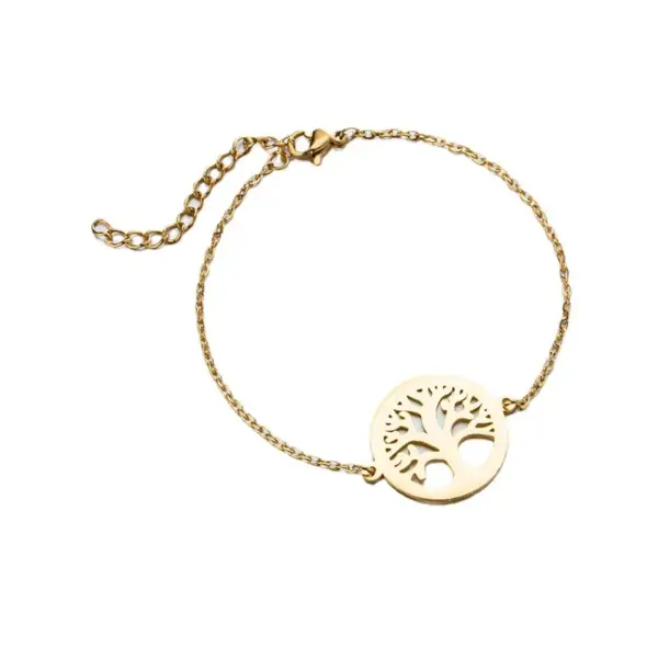 Wholesale PVD Coated Real Gold Plated Tree Coconut Tree Lotus 201 Stainless Steel Simple Style Waterproof Non Tarnish 201 Stainless Steel Bracelets