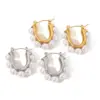 Wholesale 1 Pair Simple Style U Shape Plating Inlay Stainless Steel Artificial Pearls 14k Gold Plated Ear Studs