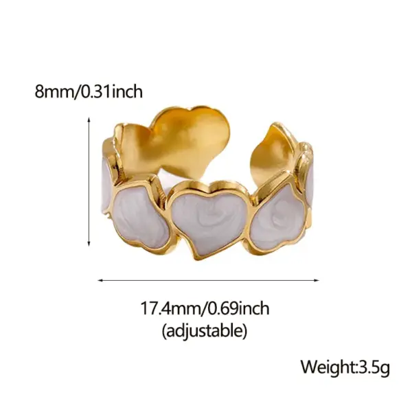Wholesale PVD Coated Real Gold Plated Heart Shape Stainless Steel Sweet Waterproof Non Tarnish Open Ring