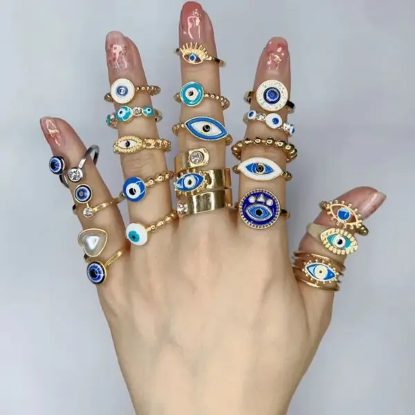 Wholesale Classic Style Devil's Eye Stainless Steel Plating Gold Plated Open Rings