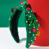 Wholesale Christmas hair band red green plastic flower aessories pearl headband simple hair aessories
