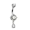 Wholesale 4-Claw Zircon Belly Button Ring Round Water Drop Shape Stainless Steel Piercing Jewelry For Women Heart Shape Wedding Birthday Party Festival