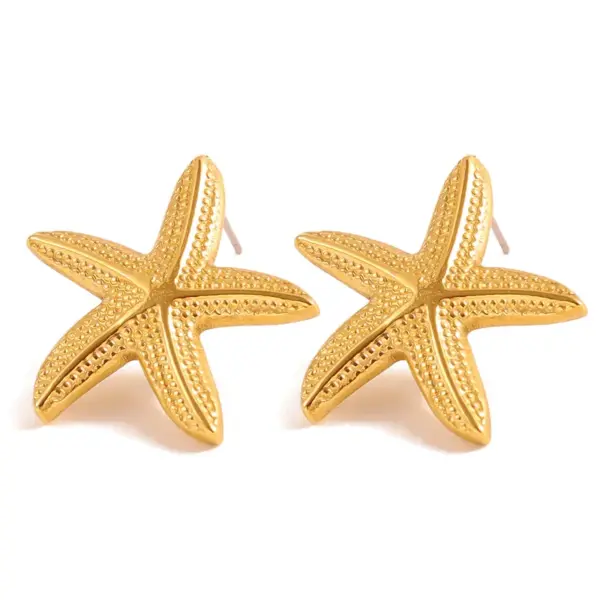 PVD Coated 18K Gold Real Gold Plated Starfish 304 Stainless Steel French Style Simple Style Classic Style Waterproof Non Tarnish Ear Studs