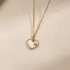 Wholesale Jewelry IG Style Casual Modern Style Heart Shape 304 Stainless Steel Shell 18K Gold Plated Polishing Inlay Cable Chain Pendant Necklace