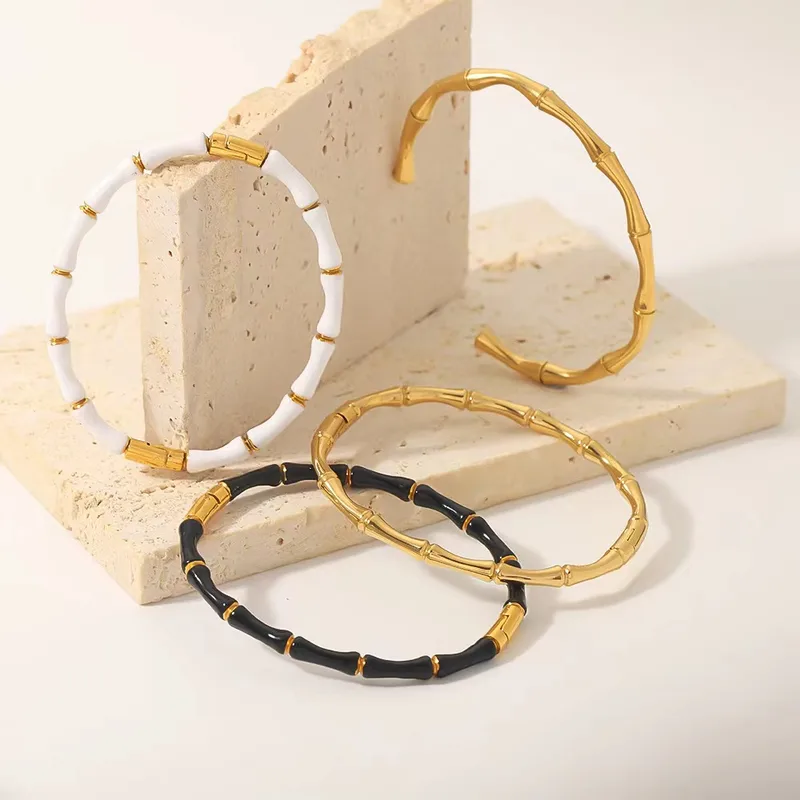 Wholesale PVD Coated Real Gold Plated 18K Gold Solid Color 304 Stainless Steel Simple Style Classic Style Waterproof Non Tarnish 304 Stainless Steel B