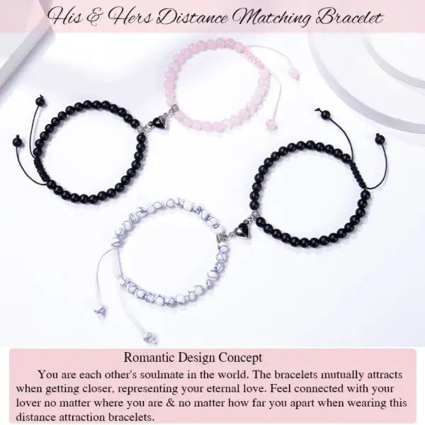 Wholesale Romantic Heart Shape Natural Stone Handmade Bracelets