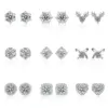 Fashion Geometric Heart Shape Copper Rhinestones Ear Studs 1 Pair