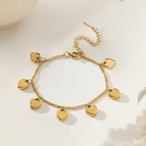 【XKB0268】Seven Hearts Bracelet / Gold