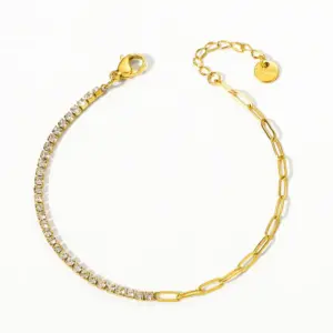 S152 Semi-Diamond Bracelet (Gold and White)