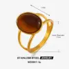 Wholesale Ion Plating (IP) 18K Gold Plated Oval 304 Stainless Steel Casual Cute Simple Style Waterproof Non Tarnish Open Rings