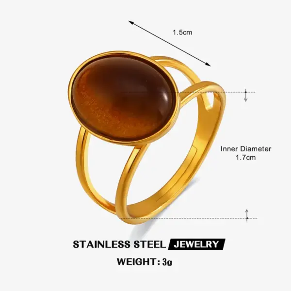 Wholesale Ion Plating (IP) 18K Gold Plated Oval 304 Stainless Steel Casual Cute Simple Style Waterproof Non Tarnish Open Rings