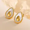 Wholesale 304 Stainless Steel Plastic Fruit PVD Coated Shell 18K Gold Plated Cute Waterproof Non Tarnish Polishing Inlay Gold Ear Studs