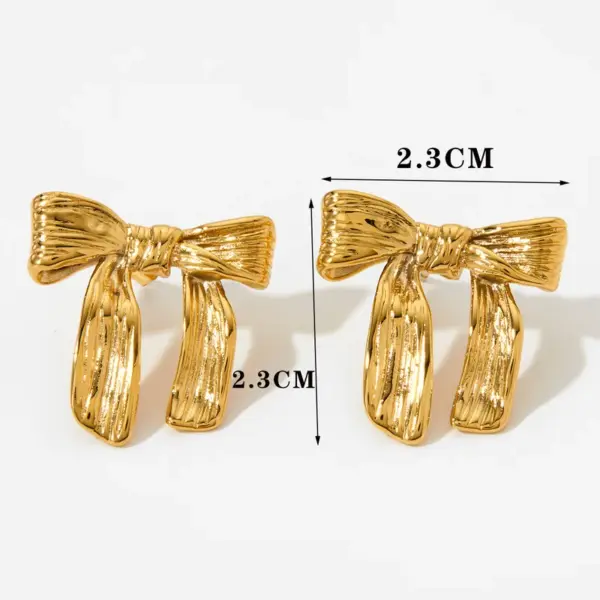 Wholesale Real Gold Plated 316 Stainless Steel PVD Coated No Inlaid Bow Knot Waterproof Non Tarnish Simple Style Classic Style Earrings Necklace For Women's