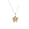 18K Real Gold Plated 304 Stainless Steel PVD Coated Copper Zircon Flower Diamond Cable Chain Pendant Necklace