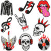 oly-d87af0db2d35243b8fe601c54f7cdfeb Wholesale Xiao Tian Music Skull Embroidered Cloth Sticker et Clothes Decoration Guitar Notes Patch Sticker Mouth Embroidered Zhang Zi