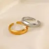 Wholesale PVD Coated 18K Gold Plated Solid Color 304 Stainless Steel Simple Style Waterproof Non Tarnish Open Rings