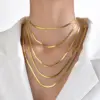 Wholesale PVD Coated Real Gold Plated Solid Color 201 Stainless Steel INS Style Retro Simple Style Waterproof Non Tarnish 201 Stainless Steel Necklace