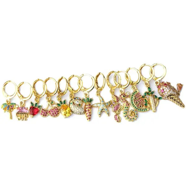 Wholesale Ear Cartilage Rings & Studs Geometric Copper Artificial Gemstones